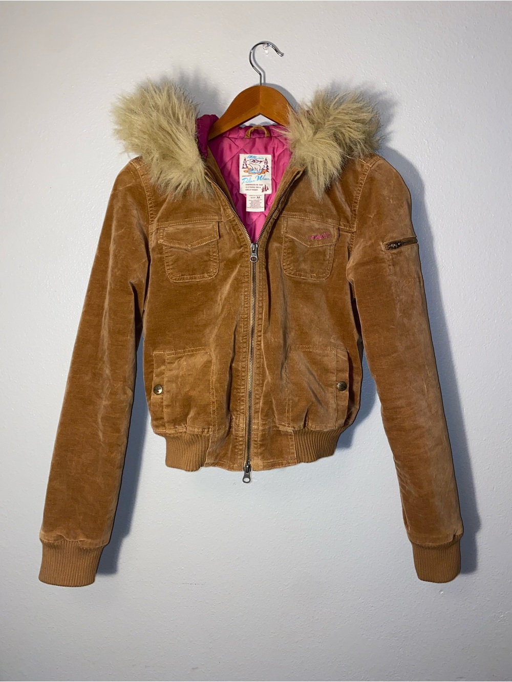 VTG 2000s Hollister Polar Wear Brown Velvet Bella Swan Fur Jacket M